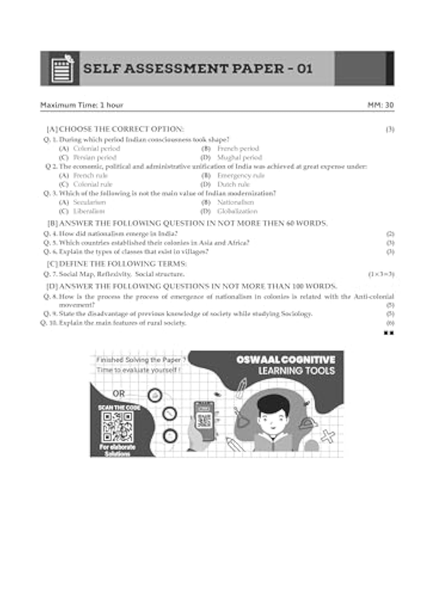 Oswaal CBSE Bank Chapterwise SOLVED PAPERS Class 12 Sociology
