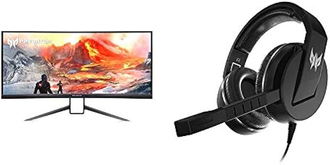 Acer Predator X35 bmiphzx 1800R Curved 35" UltraWide QHD Gaming Monitor Predator Galea 311 True Harmony Sound Gaming Headset