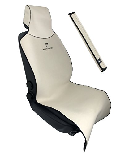 Athlete Ignited™ Universal Fit Waterproof And Sweatproof Seat Cover + Seat Belt Cover 22"X59" (Tan) #TOP27