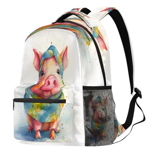 Sac à dos cochon aquarelle 21L TropicalLife pour école et ordinateur