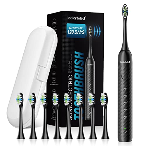 Travel Electric Toothbrush for Adult Kids: 2022 New Type C Fast Charge 120 Days of Battery Life Sonic Tooth Brush for Unisex with 8 Brush Heads 5 Modes Travel Case for Whitening Cleaning
