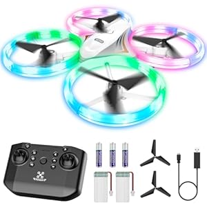 Drones for Kids, RC Drone with Cool Led Lights Mini Remote Control Beginner Drone Indoor Outdoor RC Quadcopter with 3D Flip and 2 Rechargeable Battery Flying Toys Gift for Boys Girls