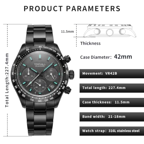 Image of TOPHILL Men Watches Automatic Mechanical Watches - Dive, GMT, Chronograph & Dress Styles | 316L Stainless Steel, Sapphire Crystal, Ceramic Bezel | 5ATM-300M Waterproof with Super Luminous | Classic Business & Sport Casual