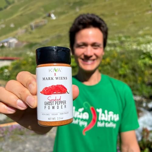 Kiva x MARK WIENS - Smoked Ghost Chili Pepper Powder (Bhut Jolokia) - Non GMO, Vegan, Fair Trade - 2.5 oz