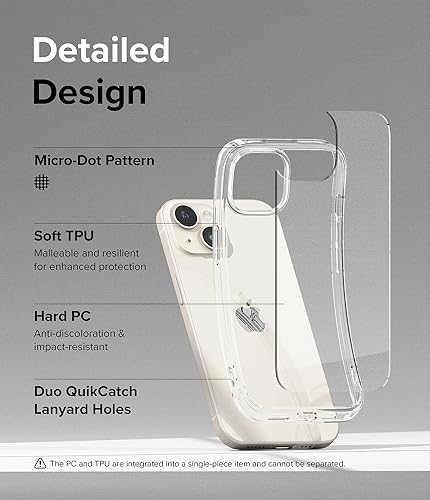 Image of Ringke Fusion Compatible with iPhone 15 Case Cover Transparent Hard Back Soft Flexible TPU Bumper Scratch Resistant Natural Form iPhone 15 Back Cover - Clear