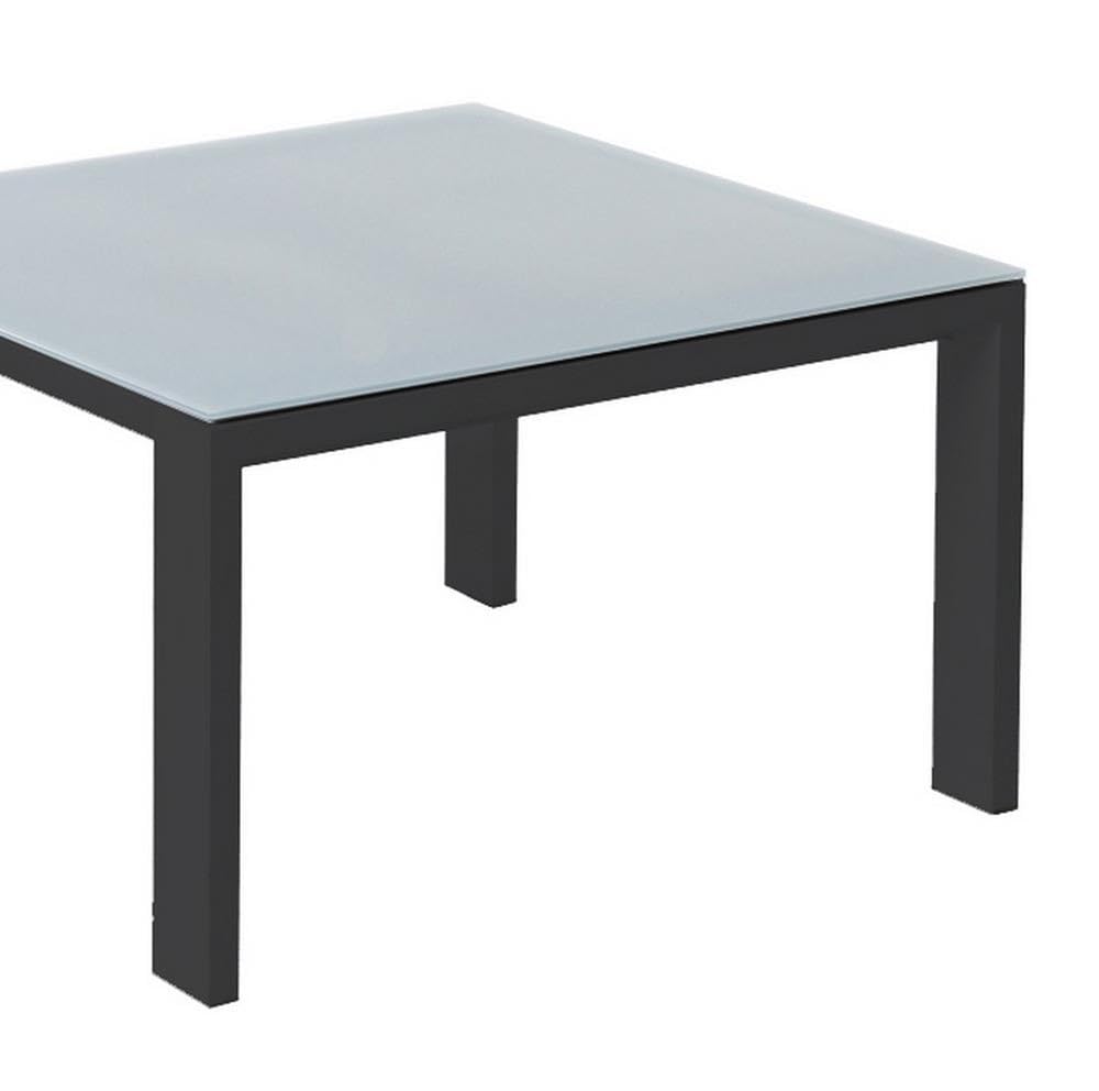 LOLAhome Mesa Exterior de Centro Thais Aluminio Grafito 70x70x41 cm | Ligera y reistente. Pintura expoxi anticorrosión. Diseño elegante.