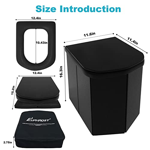 Euphrosy Upgrade Portable Toilet Xxl,Camping Toilet With A Free Handbag & 12 Toilet Garbage Bags, Compact Camping Toilet Applicable To Camping/Boat/Road Trips/Beach (D Type,Plastic,Black) #TOP3