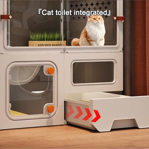 Grande cage pour chat d'intérieur modulable avec bac à litière