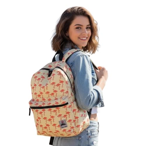 Mochila Juvenil Escolar Casual Espaçosa Flamingo, Único, Creme
