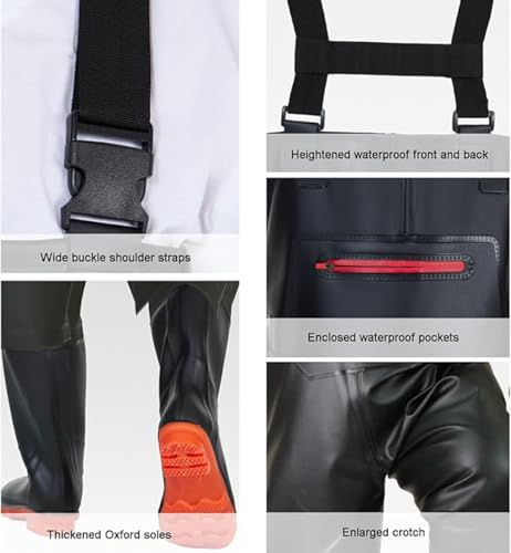 HoldOneLight Übergroße Wathose für Herren, PVC, wasserdicht, Jagd, Wathose mit Stiefelfußgürtel, atmungsaktiv, leicht (DE/NL/SE/PL, Alphanumerisch, 4XL, Große Größen, Regular, Swarchz, 46 yards)