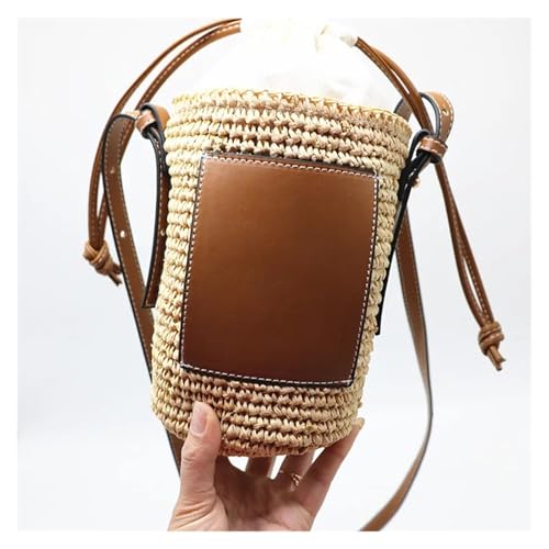 Straw Bucket Bag Rope Woven Women Shoulder Crossbody Bags Rattan Summer Beach Handbags Round Bag Tote4