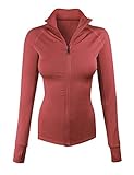 makeitmint Women's Comfy Zip Up Stretchy Work Out Track Jacket w/Back Pocket