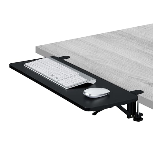 Relaxdays Schreibtischverlängerung, 65 x 24 cm, klappbar, zum Anklemmen, ergonomische Tischerweiterung, modern, schwarz