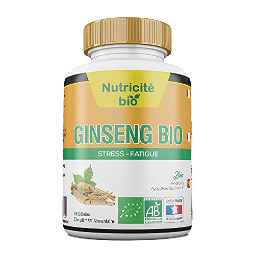 Ginseng biologique 60 gélules - Réduit la fatigue et le stress - Riche en principes actifs - Le ginseng 100% bio qui facilite la récupération et redonne de l'énergie Cover