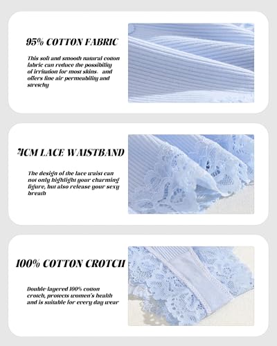 Image of Sth Big Womens Cotton Underwear Sexy Lace Brazilian Panties Soft Breathable Cotton Bikini for Ladies 6 Pack