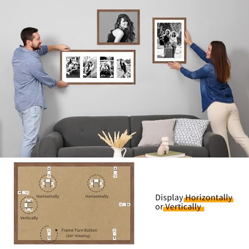 puthiac 22x28 Picture Frames for Wall - Minimalist 22x28 Oak Wood Frames, 22"x28" Poster Frame Wood, Natural Solid Wooden Picture Frames for Wall Art Photo and Prints(1 Pack, Walnut)