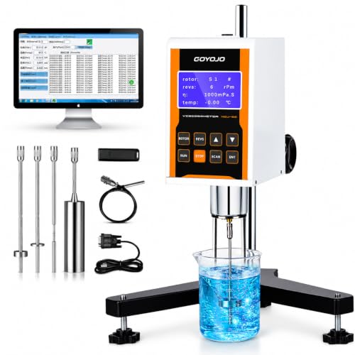 Digital Rotary Viscometer with 4 Rotors and Temperature Probe, Lab Viscosity Meter with Data Output Inks, Paints, Coatings, Adhesives, Greases, Cosmetics 10-2,000,000Mpa.S, Accuracy:±3.0% NDJ-8S