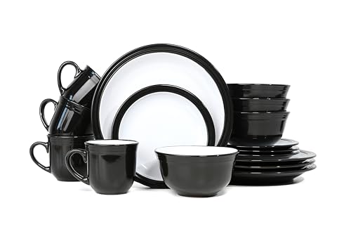 Waterside - 16 Piece Black Camden Dinner Set