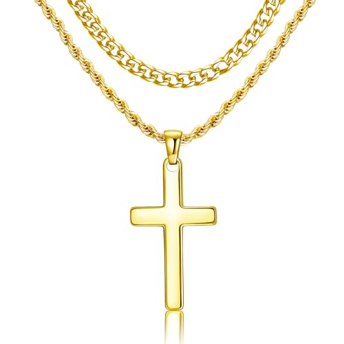 sailimue Stainless Steel Cross Necklace for Men Layered Cross Chain - image 1