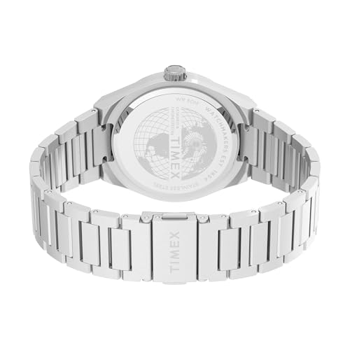 Image of TIMEX Q Continental Analog Black Round Dial & Silver Stainless Steel Bracelet Band Water Resistant Men's Wrist Watch - TW2Y25000IK