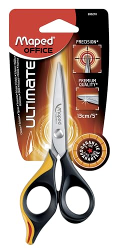 Ciseaux Ultimate 13 cm Maped symétriques à bouts pointus orange et noir