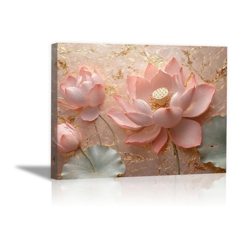 Toile moderne lotus rose pâle pour créer une atmosphère apaisante dans votre salon