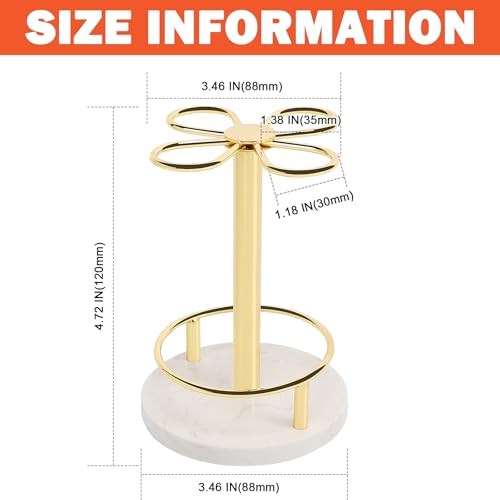 Image of Toothbrush Holder Stand for Bathroom, Metal Toothbrush Organizer with Marble Base, Toothbrush Storage Collection for Family, Suitable for Home Hotel Countertop Vanity (Small, Gold)