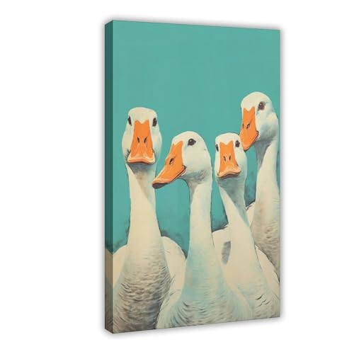 Poster canard abstrait vintage sur toile de 40x60 cm pour salon
