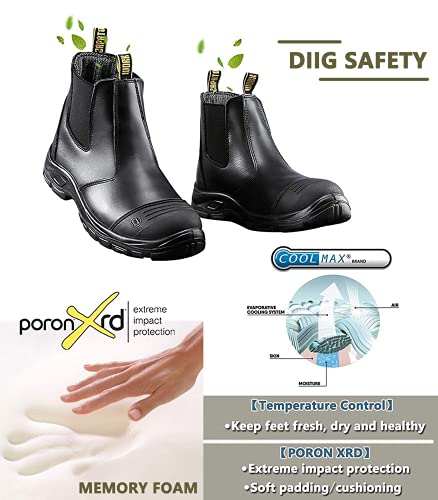 image for DIIG Work Boots for Men, Steel Toe Waterproof Working Boots, Slip Resi