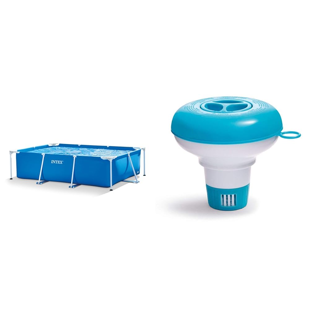Intex Piscine Metal Frame Junior rectangulaire Tubulaire (l) 2,20 x (l) 1,50 x (h) 0,60m & diffuseur Flottant 12,7cm