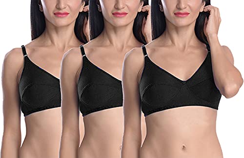 Image of StyFun Women Cotton Bra Non-Wired Bra, Non-Padded, Full Coverage Bra, Everyday Bras, Cup-B, Multicolor, Combo Pack