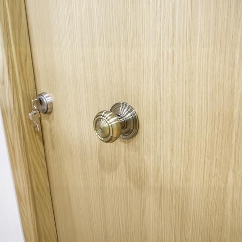 Amig - Runder Türknauf für Außentüren | Türgriff für Haustür | Griffdurchmesser Ø 70 mm | Messing | Leder | inkl. Befestigungsschraube und Mutter