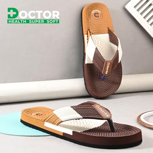 Image of DOCTOR HEALTH SUPER SOFT Men's Massage Flip Flops | Textured Footbed Comfortable EVA Slippers | Anti-Slip Lightweight Thong Sandals for Indoor Outdoor Casual Everyday Wear