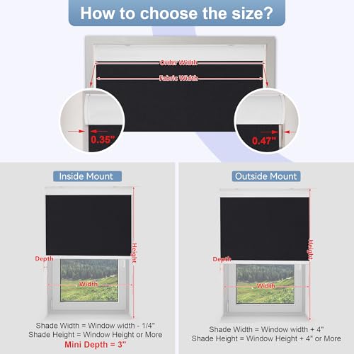 Allesin 100% Blackout Cordless Roller Shades for Windows, Free-Stop Shades, Thermal Insulated, UV Protection, Waterproof Fabric, Easy to Install for Home, Office, Bathroom (Black 30 x 72) by Allesin - Image 6