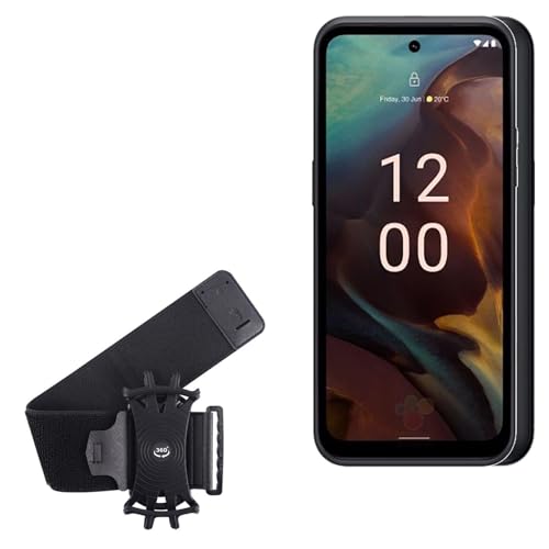 BoxWave Holster Compatible with Nokia XR21 - ActiveStretch Sport Armband, Adjustable Armband for Workout and Running - Jet Black