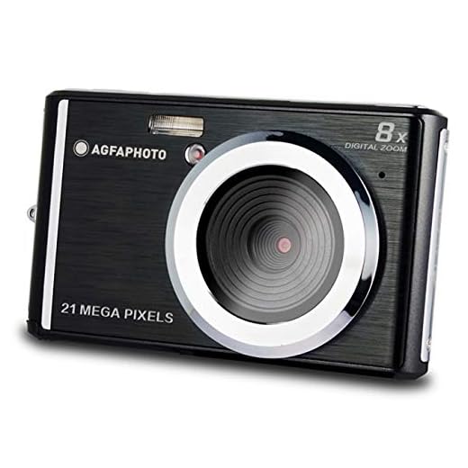 AgfaPhoto DC5200-BK: Cámara Digital Compacta con Sensor CMOS de 21 Megapíxeles, Zoom Digital de 8X y Pantalla LCD Negra