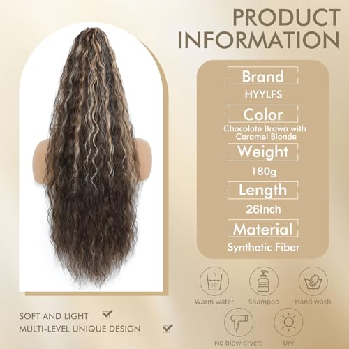 Image of Claw Clip Ponytail Extension Chocolate Brown with Caramel Blonde,26In