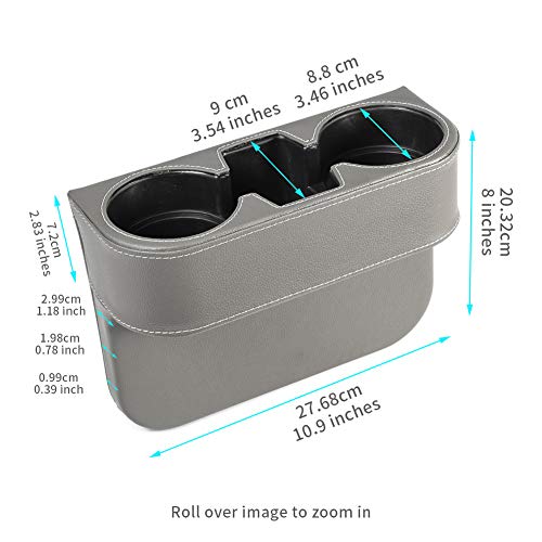 Image of Gray Multifunctional Car Cup Holder Car Seat Organizer Gap Filler Bottle Phone Storage Organizer