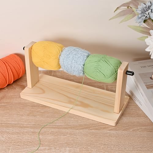 Donmills Wooden Crochet Yarn Holder, Single Revolving Yarn Storage for Crochet Yarn Ball Knitting & Crochet Supplies
