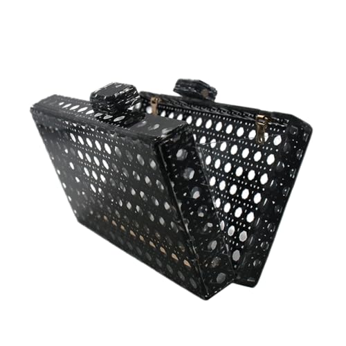 Image of RomanticDesign Women Acrylic Handbag Rattan Woven Pattern Square Box Crossbody Handbag Shoulder Bag Chain Purse