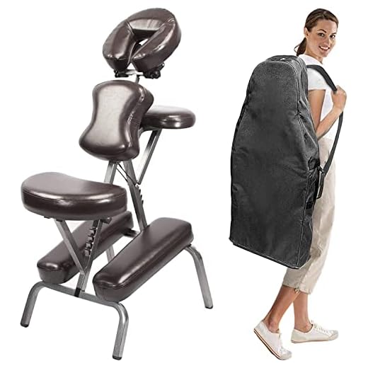 Master Massage Bedford Adjustable Portable Folding Full Body Massage Chair, Coffee, 11" x 14" x 39"