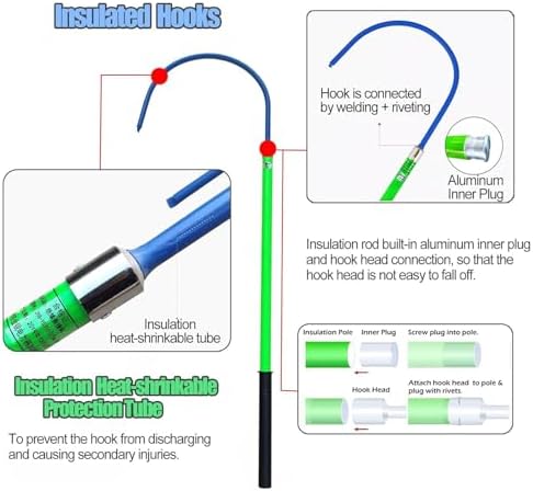 Anti-Electrocution Rescue Hose，Lifesaving poleInsulated Rescue Hook, Body Rescue Pole Fire Electrician Anti-electrocution Rescue Hook Anti-electrocution Rescue Hook High Voltage Rescue Hook