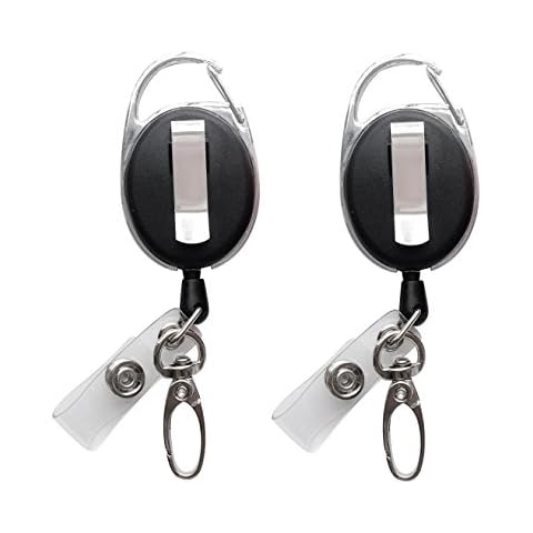 Retractable Badge Reel with Claw Clasp and Clip for Id Card Holders (2Pack) Cover