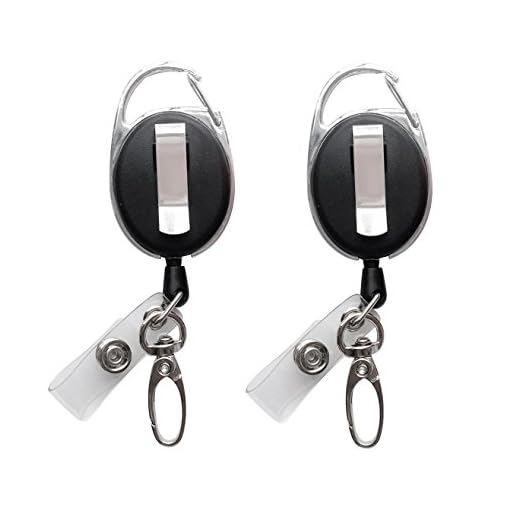 Retractable Badge Reel with Claw Clasp and Clip for Id Card Holders (2Pack)