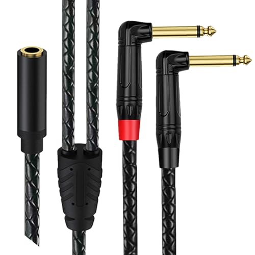 Elnwnnkc 1 / 4inch / 1 / 8inch Stereo Y Splitter Cable to Double 3.5mm / 6.35mm Female Right Angled Headphone
