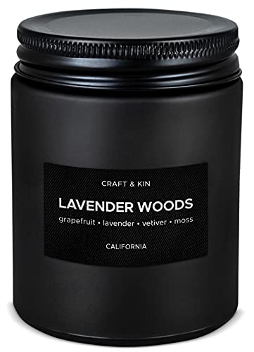 Scented Candles for Men | Lavender and Wood Scented Candle | Soy Candles for Home Scented | Aromatherapy Candle Men Candles | Candle for Men Candles | Long Lasting Candles | Masculine Candle Black Jar