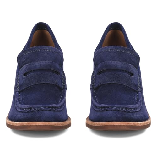 Image of MOOMMO Women Chunky Platform Loafers Pumps Round Closed Toe Slip On Penny Loafers Suede Block High Heels Oxford Shoes Formal Classic Thick Heel Dress Loafer Office Ladies Vintage Comfort 4-11 M US