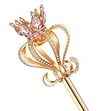 pensoda Silver Pearl Rhinestone scepter Festival Wand Pageant Costume Props (Gold-Pink