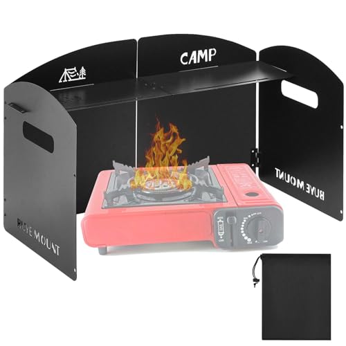 Yaocom Steel Camp Stove Windscreen, Outdoor Folding Gas Stove Windshield Portable 4 Plates Wind Blocker with a Storage Bag for Camping, Hiking, Picnic, Backpacking, Cooking