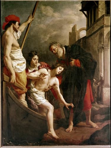 iiRTTFiRT Classic Canvas Prints Art Painting the Hospitality of St Julian by Alessandro Allori Vintage Print for Home Decor 60x90cm